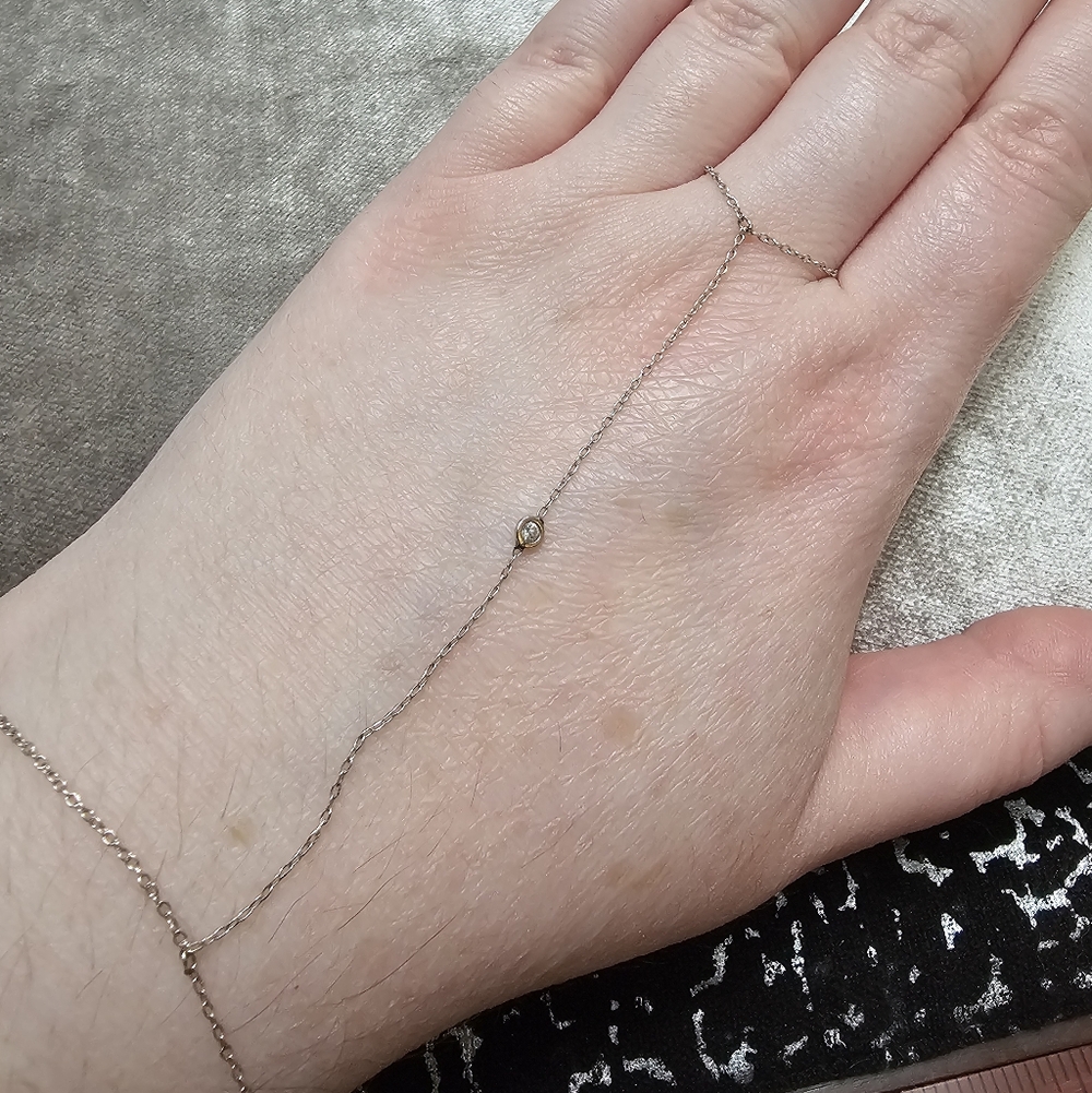 Solid Gold Diamond Hand Bracelet - image 1